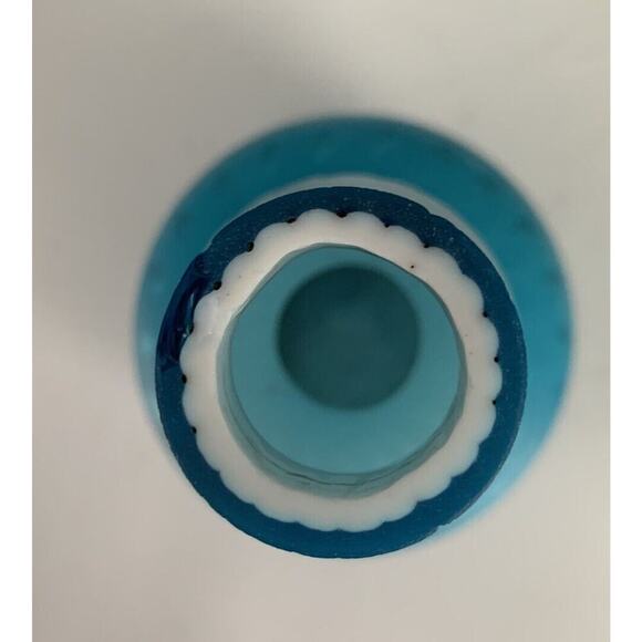 Vintage Victorian Satin Blue Case Glass Dot Pattern Vase Teardrop Home Decor Art - Picture 16 of 16